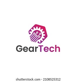 gear tech logo. modern and unique gear tech logo template
