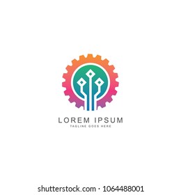 Gear tech logo, vector logo template