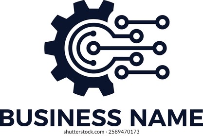 Gear Tech Minimalist logo design vector transparency PNG and editable EPS Vector files