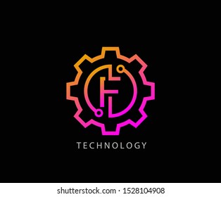 Gear technology F letter logo vector logo template. Techno F Icon Logo. This logo is suitable for factory, industrial, technology, website, digital, mechanic, wheel.