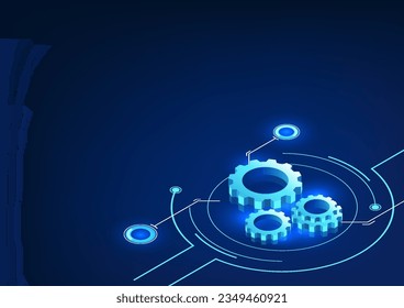 Gear technology gears stacked on technology circle It conveys the development of technology that helps the well-being of people and the world's economy to grow rapidly. It's a vector illustration.