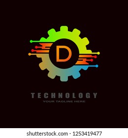 Logotipo de la tecnología de engranajes, emblema industrial, signo, símbolo, logotipos vectoriales para la empresa, trabajo en equipo, icono de fábrica, conexión, ingeniería mecánica, máquina, elemento de ilustración, D