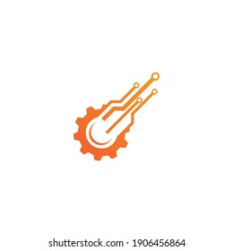 Diseño de la ilustración vectorial del logotipo de la tecnología de engranajes