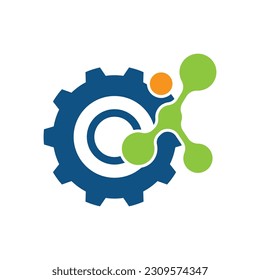 Gear technology logo vector illustration flat design