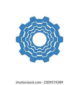 Gear technology logo vector illustration flat design