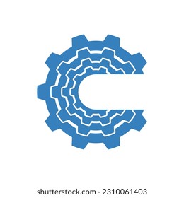 Gear technology logo vector illustration flat design