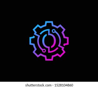 Gear technology O letter logo vector logo template. Techno O Icon Logo. This logo is suitable for factory, industrial, technology, website, digital, mechanic, wheel.