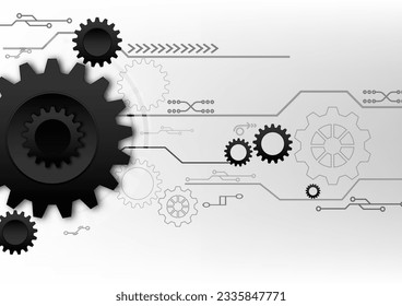 Tecnología de engranajes sobre fondo blanco Con, Cog y la ingeniería de engranajes. Ciencia, concepto de tecnología digital