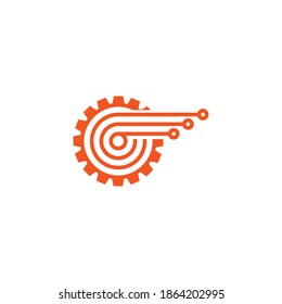 Gear Technology Vector Logo. Abstract Gear Tech Icon. Stock Illustration.