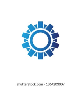Gear Technology Vector Logo. Abstract Gear Tech Icon. Stock Illustration.