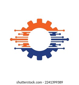 Gear Technology Vector Logo Design Template