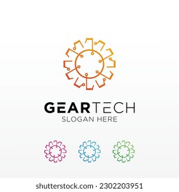 Gear technology vector logo design template.