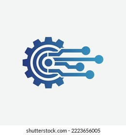 Gear Technology Vector Logo, Sign.