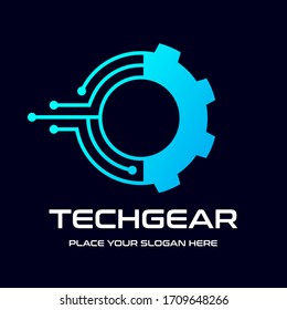 Gear technology vector logo template. This design use cog symbol. Suitable for industrial.