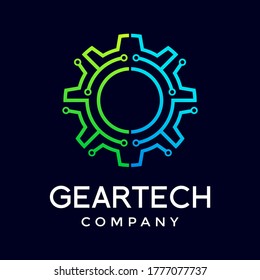 Gear technology vector logo template. This logo is suitable for factory, industrial, technology, website, digital, mechanic, wheel.