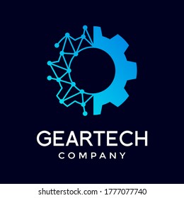 Gear technology vector logo template. This logo is suitable for factory, industrial, technology, website, digital, mechanic, wheel.