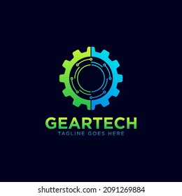 Gear technology vector logo template. This logo is suitable for factory, industrial, technology, website, digital, mechanic, wheel.