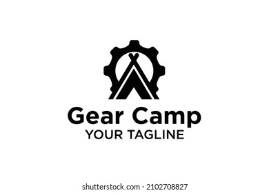 Gear and Tent Logo Design