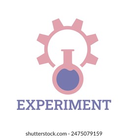 A gear with a test tube or chemical tube, lab experiment icon, chemistry experiment icon, chemical