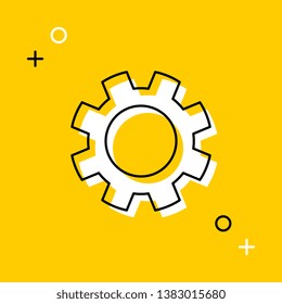gear thin line icon on yellow background for web and mobile app. vector illustration easy to edit and customize. eps 10