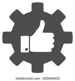 Gear Thumb Up vector pictogram. Style is flat graphic grey symbol.