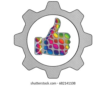 Gear Thumbs Up -Engraving icon.Vector