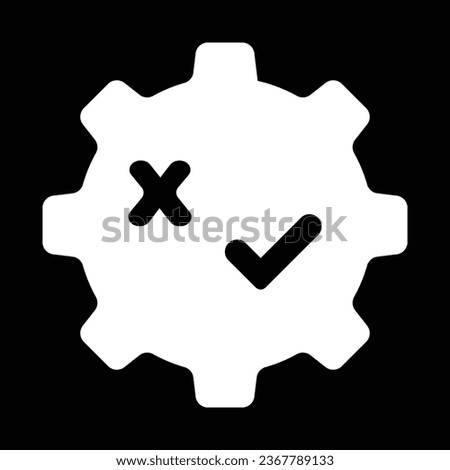 Gear with tick and cross sign, solid design icon of no setting