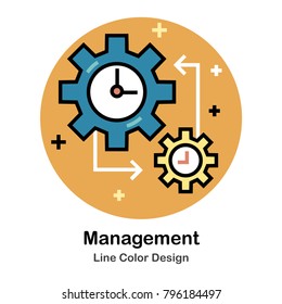 Gear and time Line Color Icon
