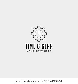 gear time logo line design management industrial vector icon element isolated