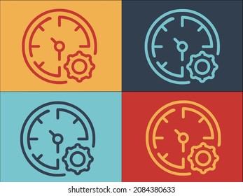 Gear Time Management Logo Template, Simple Flat Icon Of Time,gear,business