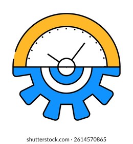 gear time planning process line icon vector. gear time planning process sign. isolated symbol illustration