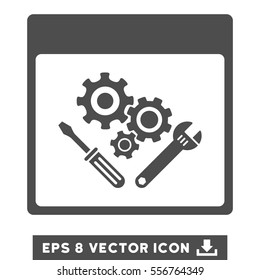 Gear Tools Calendar Page icon. Vector EPS illustration style is flat iconic symbol, gray color.