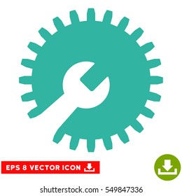Gear Tools EPS vector icon. Illustration style is flat iconic cyan symbol on white background.