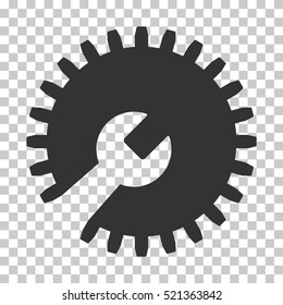 Gear Tools icon. Vector pictograph style is a flat symbol, gray color, chess transparent background. Designed for software and web interface toolbars and menus.