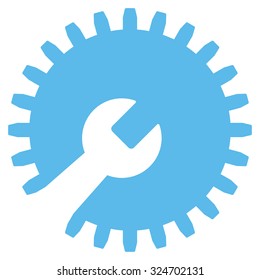 Gear Tools vector icon. Style is flat symbol, blue color, rounded angles, white background.