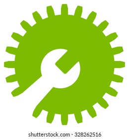 Gear Tools vector icon. Style is flat symbol, eco green color, rounded angles, white background.