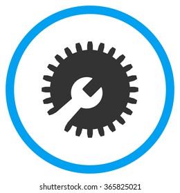 Gear Tools vector icon. Style is bicolor flat circled symbol, blue and gray colors, rounded angles, white background.