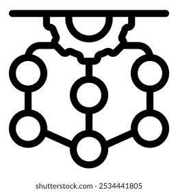 Engrenagem está transferindo dados através de uma rede de círculos conectados