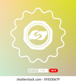 gear transmission and the wrenches inside, icon, vector