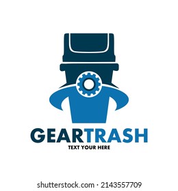 Gear trash vector logo template. This design use cog or wheel symbol. Suitable for industrial.