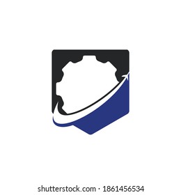 Gear travel vector logo design. Abstract airplane travel fly with gear logo design.	