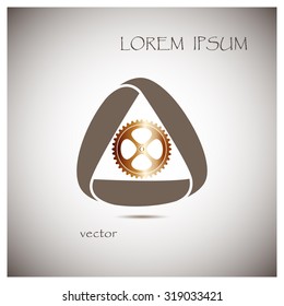  Gear in  triangular ribbon,  Vector