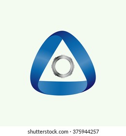 Gear in triangular ribbon, Vector