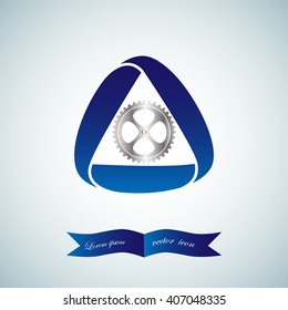 Gear in triangular ribbon, Vector