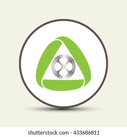 Gear in triangular ribbon, Vector