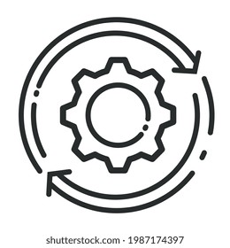 GEAR TURNING WITH CIRCLES ICON
