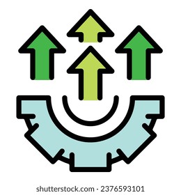 Gear update icon outline vector. Self work. Contact hope color flat