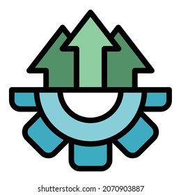 Icono del sistema de carga de engranajes. Sistema de carga de engranajes de esquema de color de icono vector plano aislado