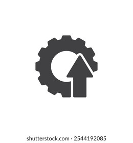 Gear with an upward arrow vector icon. filled flat sign for mobile concept and web design. Gear with Arrow Up glyph icon. System upgrade, improvement symbol, logo illustration. Vector graphics