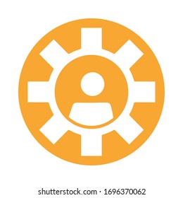 gear with user block style icon vector illustration design